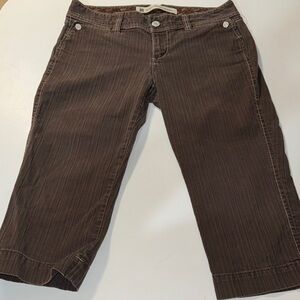 Y2K Brown Gap Ultra Low Rise Cropped Pinstriped Capri Pants